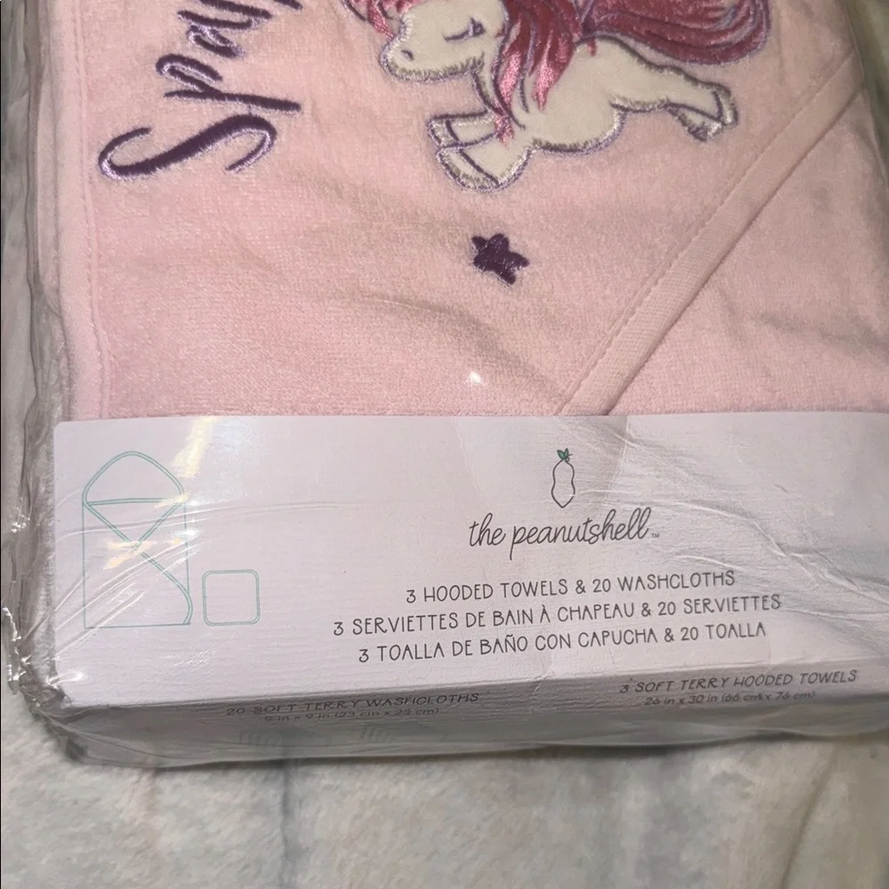 The Peanutshell Pink Unicorn Hooded Towel Set - Picture 8 of 10
